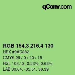カラーコード: RGB 154.3 216.4 130 | qconv.com