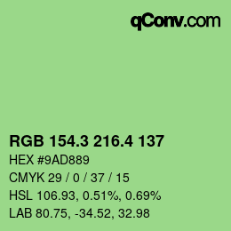 カラーコード: RGB 154.3 216.4 137 | qconv.com