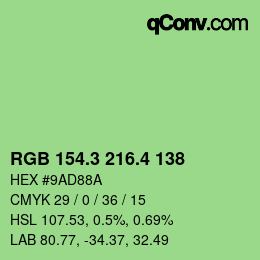 カラーコード: RGB 154.3 216.4 138 | qconv.com