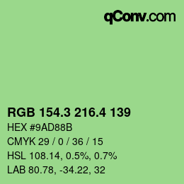 カラーコード: RGB 154.3 216.4 139 | qconv.com