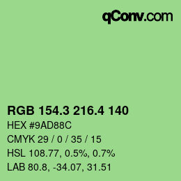 カラーコード: RGB 154.3 216.4 140 | qconv.com