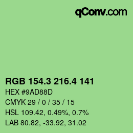 カラーコード: RGB 154.3 216.4 141 | qconv.com