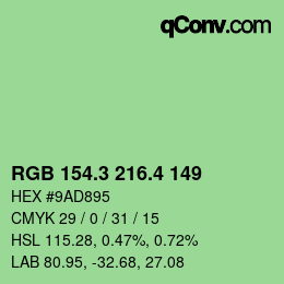 カラーコード: RGB 154.3 216.4 149 | qconv.com