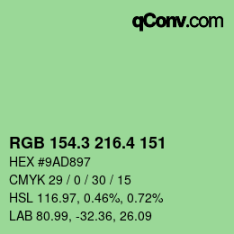 カラーコード: RGB 154.3 216.4 151 | qconv.com
