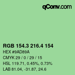 カラーコード: RGB 154.3 216.4 154 | qconv.com
