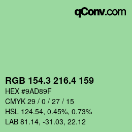 カラーコード: RGB 154.3 216.4 159 | qconv.com