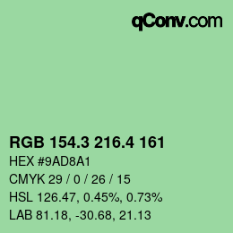 カラーコード: RGB 154.3 216.4 161 | qconv.com