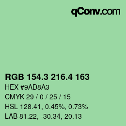 カラーコード: RGB 154.3 216.4 163 | qconv.com