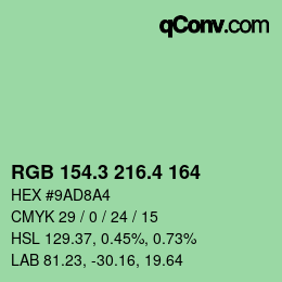 カラーコード: RGB 154.3 216.4 164 | qconv.com