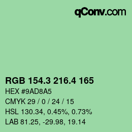 カラーコード: RGB 154.3 216.4 165 | qconv.com