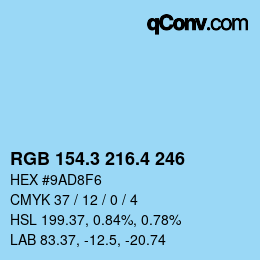カラーコード: RGB 154.3 216.4 246 | qconv.com