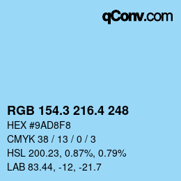 カラーコード: RGB 154.3 216.4 248 | qconv.com