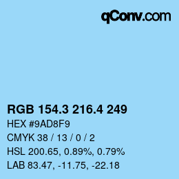 カラーコード: RGB 154.3 216.4 249 | qconv.com