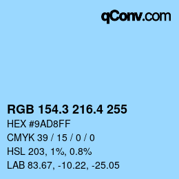 カラーコード: RGB 154.3 216.4 255 | qconv.com