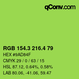 カラーコード: RGB 154.3 216.4 79 | qconv.com