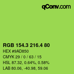 カラーコード: RGB 154.3 216.4 80 | qconv.com