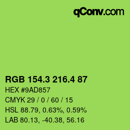 カラーコード: RGB 154.3 216.4 87 | qconv.com
