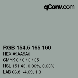 Color code: RGB 154.5 165 160 | qconv.com