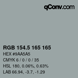 Código de color: RGB 154.5 165 165 | qconv.com