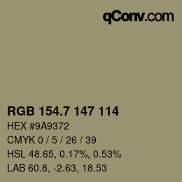 カラーコード: RGB 154.7 147 114 | qconv.com