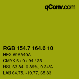 カラーコード: RGB 154.7 164.6 10 | qconv.com