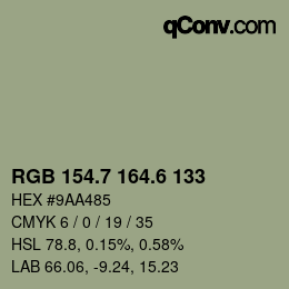 カラーコード: RGB 154.7 164.6 133 | qconv.com