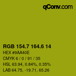 カラーコード: RGB 154.7 164.6 14 | qconv.com