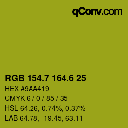 カラーコード: RGB 154.7 164.6 25 | qconv.com