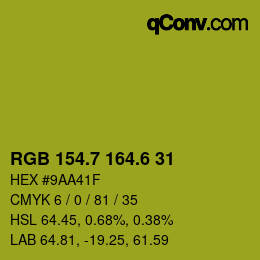 カラーコード: RGB 154.7 164.6 31 | qconv.com