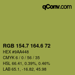 カラーコード: RGB 154.7 164.6 72 | qconv.com