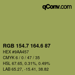 カラーコード: RGB 154.7 164.6 87 | qconv.com