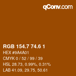 カラーコード: RGB 154.7 74.6 1 | qconv.com