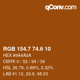 カラーコード: RGB 154.7 74.6 10 | qconv.com