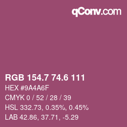 カラーコード: RGB 154.7 74.6 111 | qconv.com