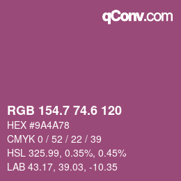 カラーコード: RGB 154.7 74.6 120 | qconv.com