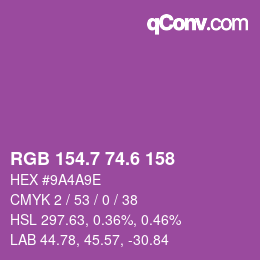 カラーコード: RGB 154.7 74.6 158 | qconv.com
