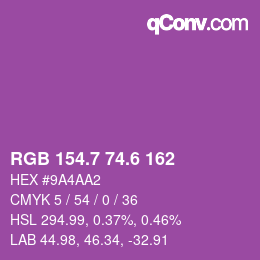 カラーコード: RGB 154.7 74.6 162 | qconv.com