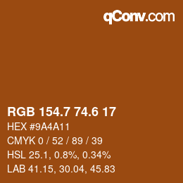 カラーコード: RGB 154.7 74.6 17 | qconv.com