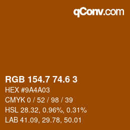 カラーコード: RGB 154.7 74.6 3 | qconv.com