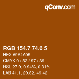 カラーコード: RGB 154.7 74.6 5 | qconv.com