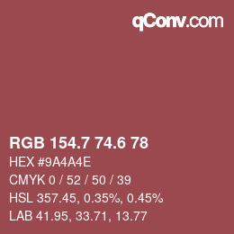 カラーコード: RGB 154.7 74.6 78 | qconv.com