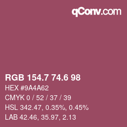 カラーコード: RGB 154.7 74.6 98 | qconv.com