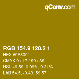 カラーコード: RGB 154.9 128.2 1 | qconv.com