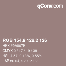 Color code: RGB 154.9 128.2 126 | qconv.com