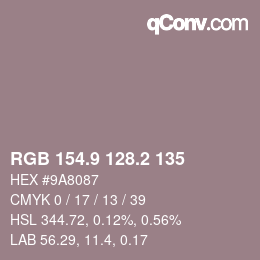 Color code: RGB 154.9 128.2 135 | qconv.com