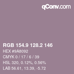 Color code: RGB 154.9 128.2 146 | qconv.com