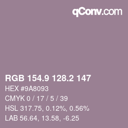 Color code: RGB 154.9 128.2 147 | qconv.com