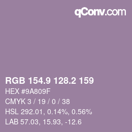Color code: RGB 154.9 128.2 159 | qconv.com
