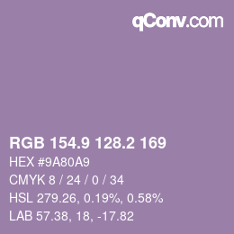 Color code: RGB 154.9 128.2 169 | qconv.com