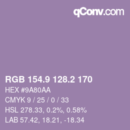 Color code: RGB 154.9 128.2 170 | qconv.com